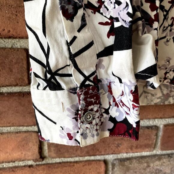 Zeroyaa Floral Button Up Printed Shirt White Black XXL - Picture 6 of 10